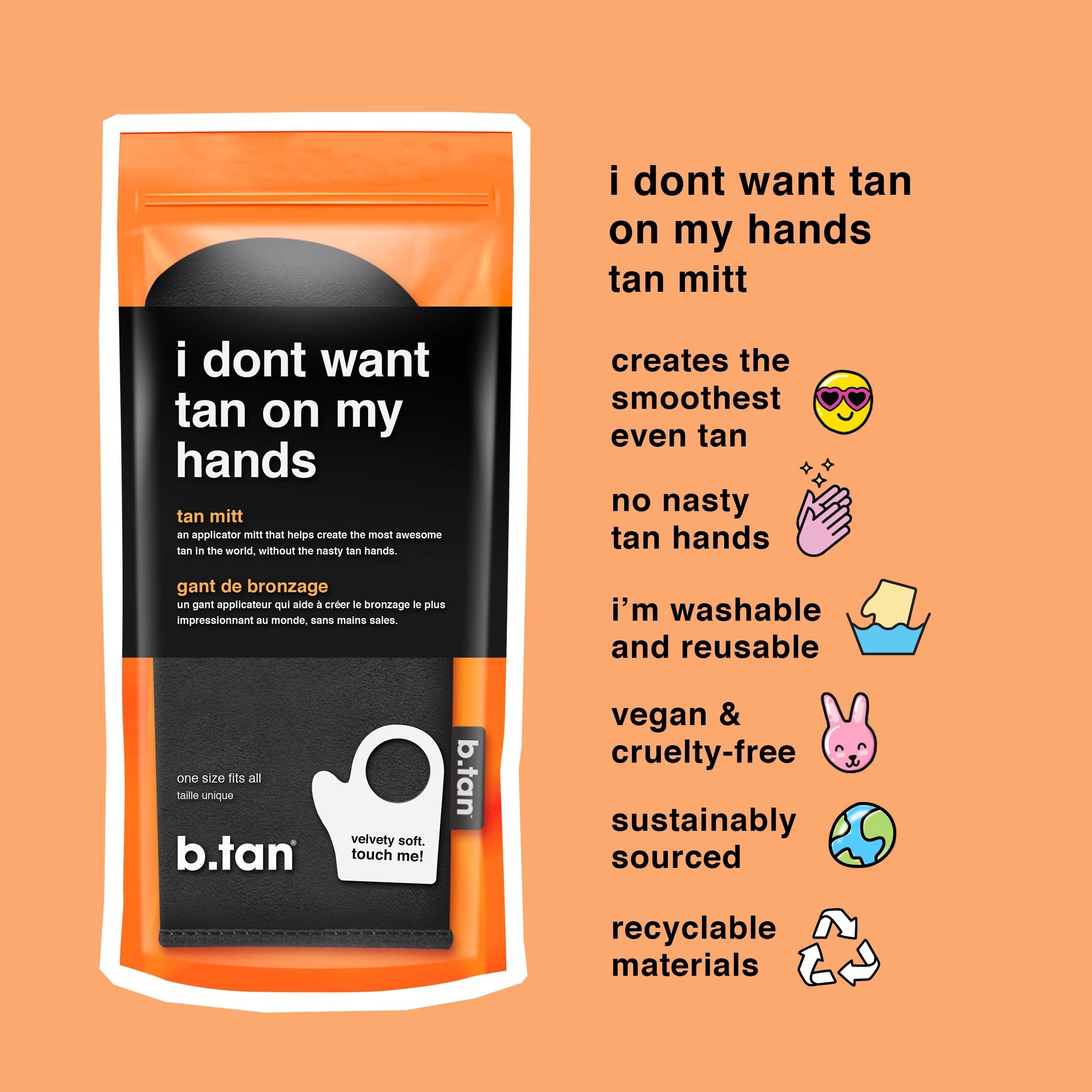 b.tan Tanning Mitt | I Don't Want Tan On My Hands Thumb Self Tanning Mitt Applicator - Evenly Apply Self Tanner Glove for a Natural, Streak-Free Bronzed Glow, For Fake Tan, Sunless Tan & Spray Tan